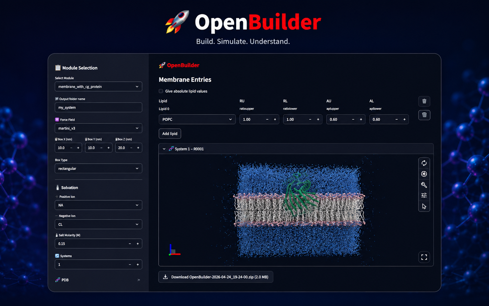 OpenBuilder graphical interface